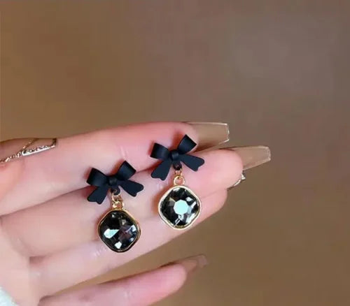 Starlit Noir Black Star Earrings