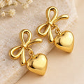 Bow Heart Dangler Earrings