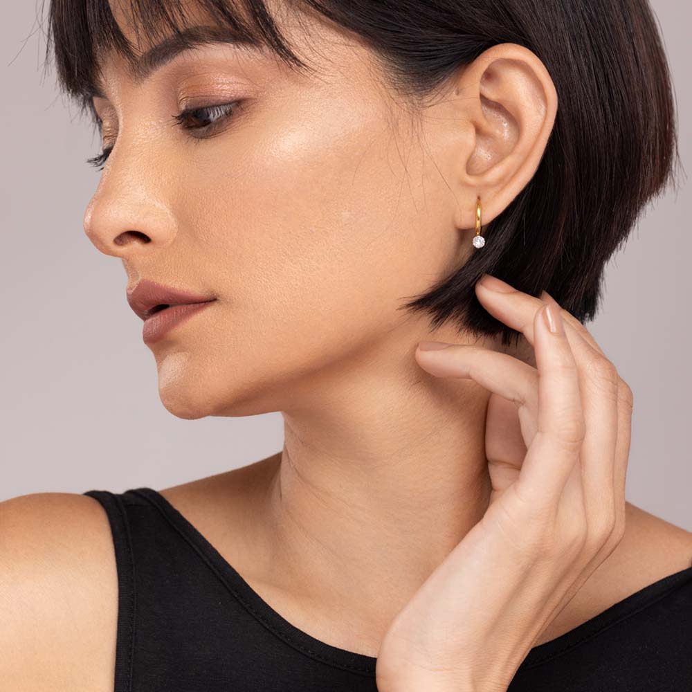 Zeeva Solitaire Hoop Earrings