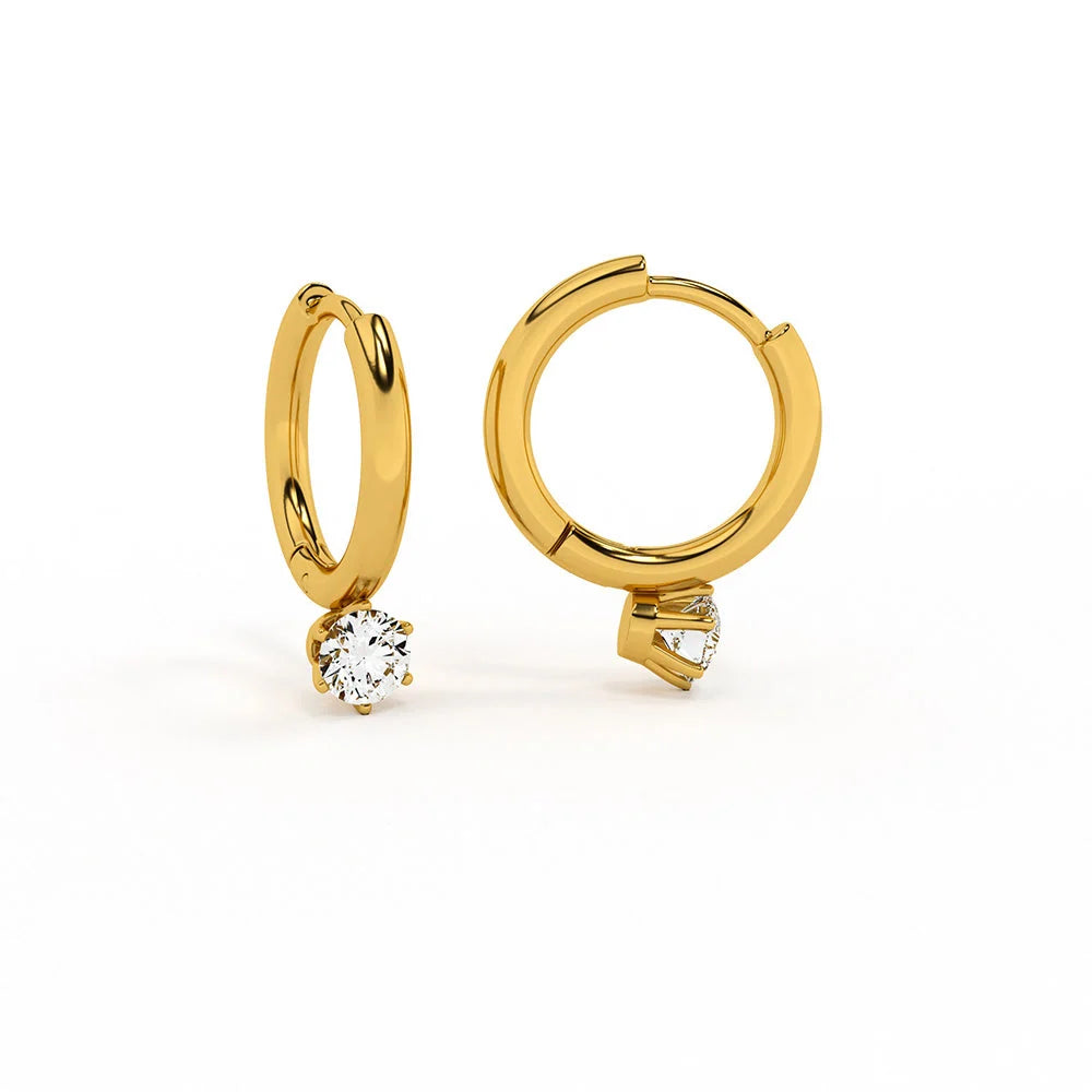 Zeeva Solitaire Hoop Earrings