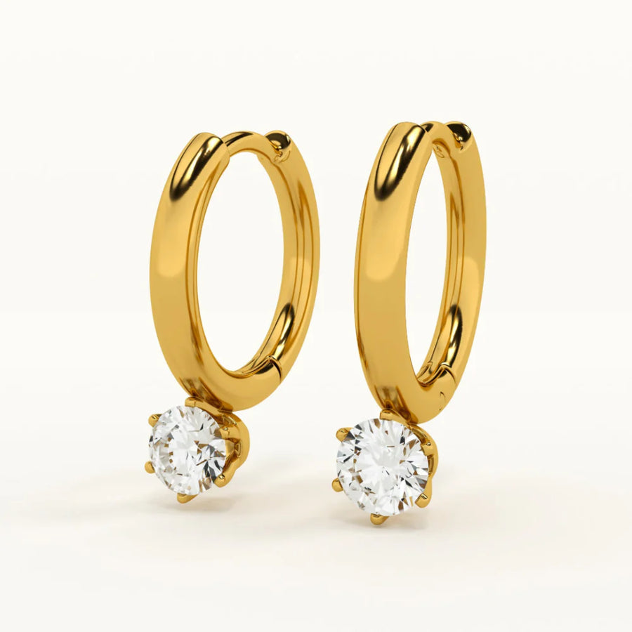Zeeva Solitaire Hoop Earrings