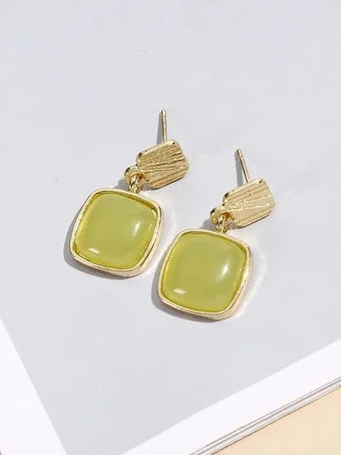 Verdant Glow Green Square Studs